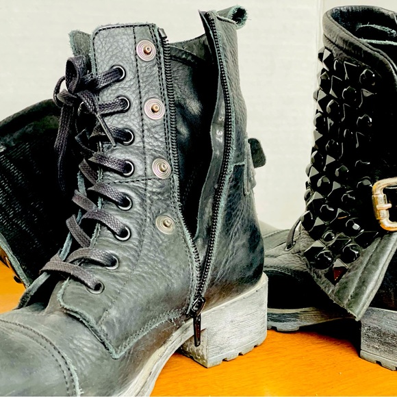 ALDO Black Leather Ankle Boots with Detachable Studs 37 - Picture 4 of 9